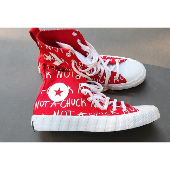 Converse UNT1TL3D High Top Not A Chuck Mens 8.5 Red White Shoes Vegan